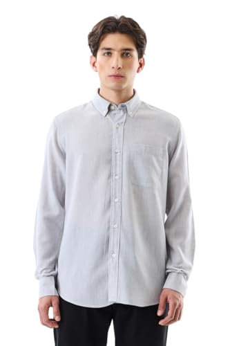 Image of SNITCH Men Casual Shirt | Regular Fit Full Sleeve Button-Down Collar Solid Pattern | Premium Linen Blend & Breathable Fabric for Everyday & Office Wear