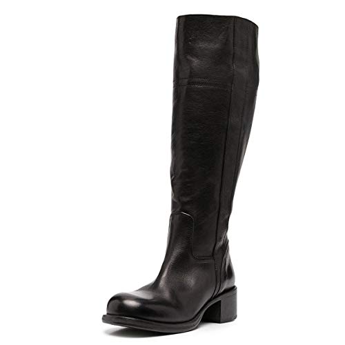 FOWT Women Wide Calf Low Chunky Heel Knee High Boots Zip-up Round Toe Western Riding Boots Pull On Fall Winter Shoes for Ladies US Size 4-16