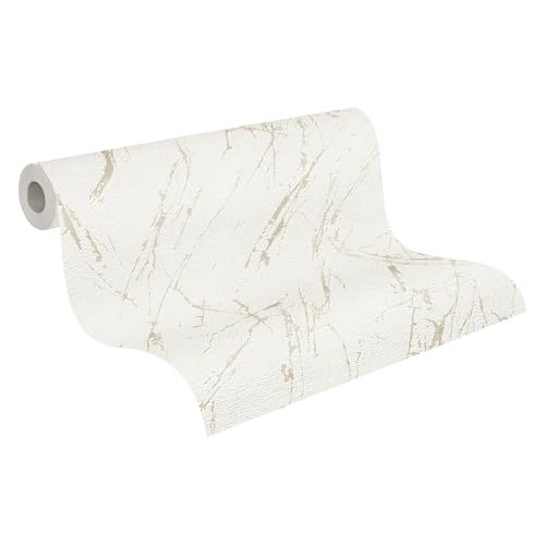 A.S. Création Carta da parati effetto marmo bianco champagne metallizzato – Casual Living 393363 – Carta da parati in tessuto non tessuto di alta qualità per camera da letto, 10,05 m x 0,53 m, made in