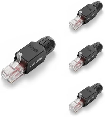 VCELINK Toolless RJ45 Connector Cat6, Field Termination, Reusable, 4 Pack