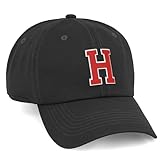 I&W Hatgear Customized Letter Intial Baseball Hat A to Z Team Colors, Black Cap White Red Letter H