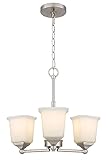 Tawson Nox 3-Light Chandelier Pendant Ceiling Light Brushed Nickle White Glass Shade Adjustable Height for Hallway, Entryway, Passway, Dining, Bedroom, Kitchen, Balcony Living Room