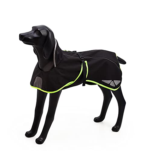 BlackDoggy Chaqueta para perros al aire libre, repelente al agua, abrigo cálido con ribete reflectante, estampados y cinturón ajustable para clima frío, otoño/invierno (mediano, verde) Cover
