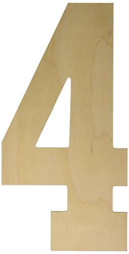 MPI Baltic Birch Collegiate Font Letters and Numbers, 13.5-Inch, Number-4