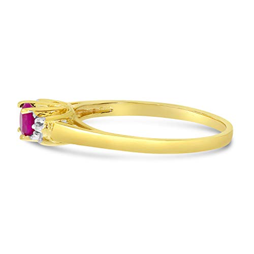 10K Yellow Gold Round Ruby And Diamond Ring (Size 9) #TOP3