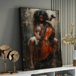 Œuvre d'art contemplative Violoncelliste expressif pour une ambiance mélodieuse chez soi