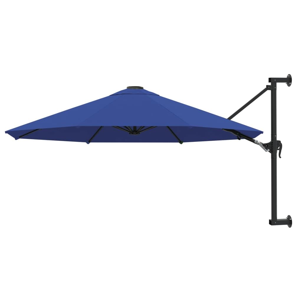 Sombrilla de Pared con Inclinación Ajustable, Parasol de Jardín con Mecanismo de Manivela y 8 Varillas de Acero, Tela de Poliéster con Protección UV y Poste Robusto