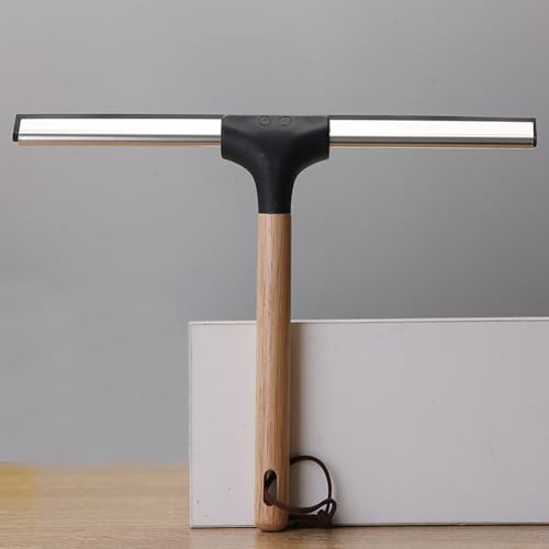 Image of 10 Inch Shower Squeegee with Wooden Handle Silicone Blade for Bathroom Shower Doors Mirrors Windows Cleaning Tool Water Wiper