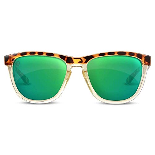 Epoch Eyewear LXE Skateboarding Sport Sunglasses Tortoise Gold with Green Mirror Polarized Lens2