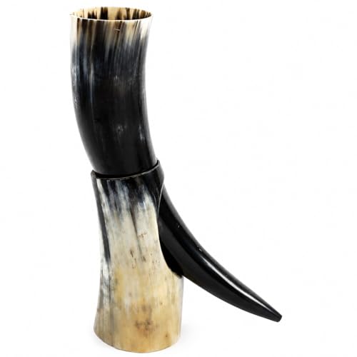Viking Drinking Horn with stand - Medieval Inspired Beer Drinking Mug Rustic Vintage Home Decor Gifts