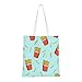 hattacharya Canvas Tote Bag,French Fries Doodle French Fries Fast Food Funny Large Capacity Shopping Bag with Durable Handles for Grocery, Travel, Daily Use
