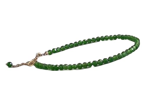 Bracelet diopside rondelle 3mm en argent sterling LKBEADS pour superposition