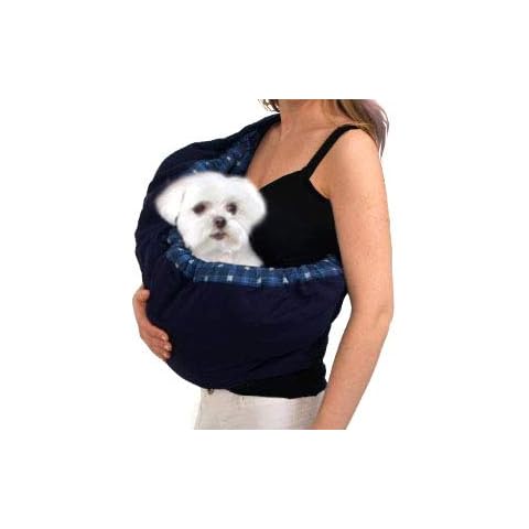 Pet Sling Carrier, OrgMemory Adjustable Sling Bag, Small Dog Cat Outdoor Shoulder Carrier Bag (Blue Plaid) Cover