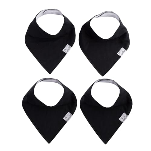 Image of Copper Pearl 4 Pack Soft Cotton Baby Bibs for Drooling and Teething, Absorbent Drool Bibs for Baby Girl and Boy, Adjustable to Fit Newborns to Toddlers (Black Basics)