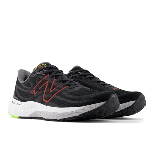 New Balance Fresh Foam X 880 V13 Tênis de corrida masculino, Preto/vermelho tijolo, 41