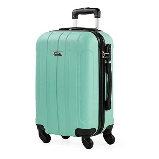 ITACA - Maleta Cabina de Viaje Rígida 4 Ruedas Trolley 55 cm ABS Lisa. Pequeña Equipaje de Mano. Cómoda y Ligera. Viajes Cortos. Low Cost Ryanair, 771150, Color Menta