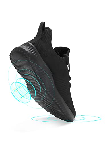 Flysocks Walking Tennis Shoes For Men-Fashion Sneakers Non Slip Lightweight Breathable Mesh Running Shoes Comfortable All Black Size 9.5 #TOP5