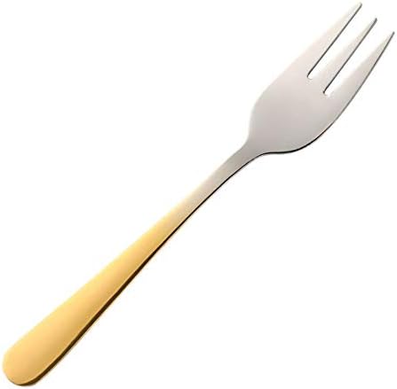 Forks 6pcs Tea Fork Set 18/8 Stainless Steel Fruit Fork Set Rainbow Dessert Fork for Cake Snack Gold Small Salad Fork dinnerware Set (Color : J) (A)