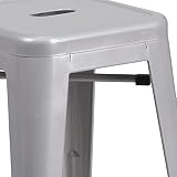 Flash Furniture 4 szt. 61 cm wysoki bez oparcia srebrny metal wewnątrz i na zewnątrz blat wysokość taboret z kwadratowym siedziskiem