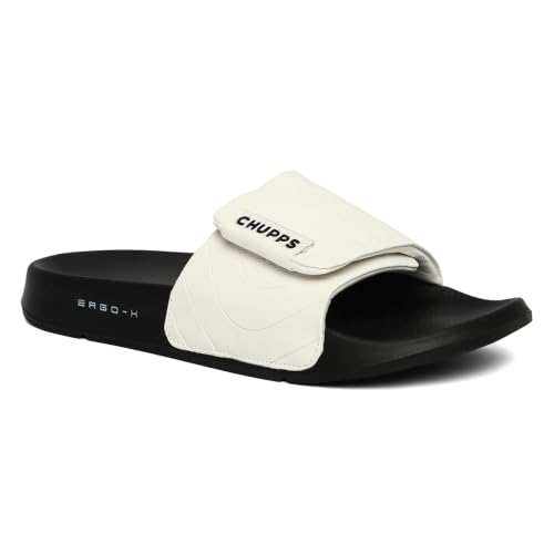 Image of CHUPPS Flow Black & Black Drift Orthopedic Slippers | Soft Footpharma Footbed | Breathable Ventilation Holes | Lightweight Flip Flops | Anti-Skid Chappals for Everyday For Mens