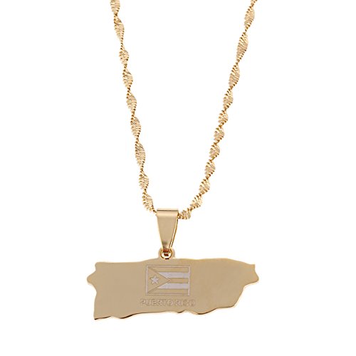 Stainless Steel Puerto Rico Map Pendant Necklaces Puerto Ricans Map Jewelry