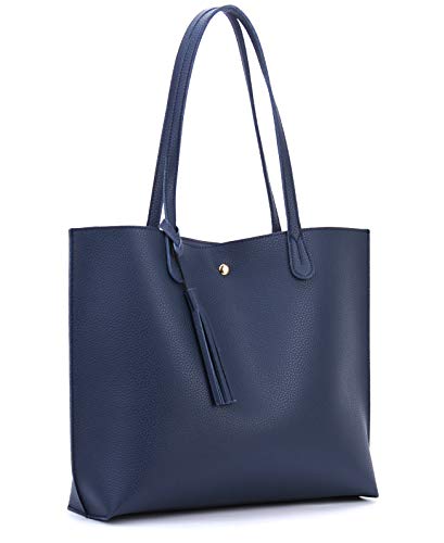 Image of Minimalist Clean Cut Pebbled Faux Leather Tote Womens Shoulder Handbag