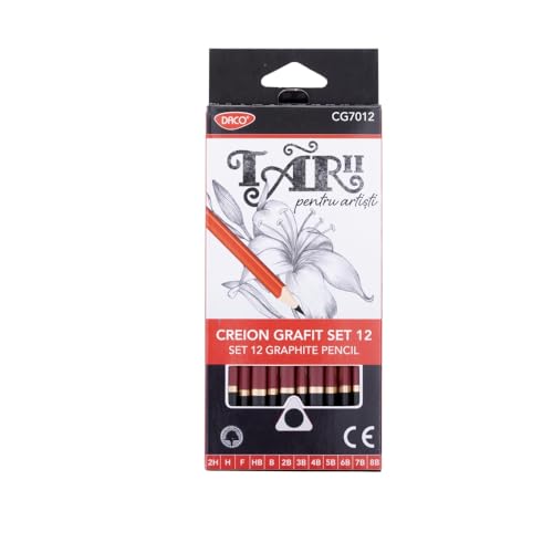 DACO Crayons Graphite 12 Pièces – Set 2H à 8B – Crayons à Dessin, Croquis & Esquisse – Kit Dessin pour École, Artistes & Débutants – Mine...