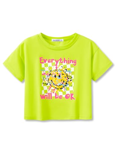 Stylish Graffiti/Butterfly/Tropical Crop Top for Little & Big Girls - Cool Summer T-Shirt Clothes Size 6-18