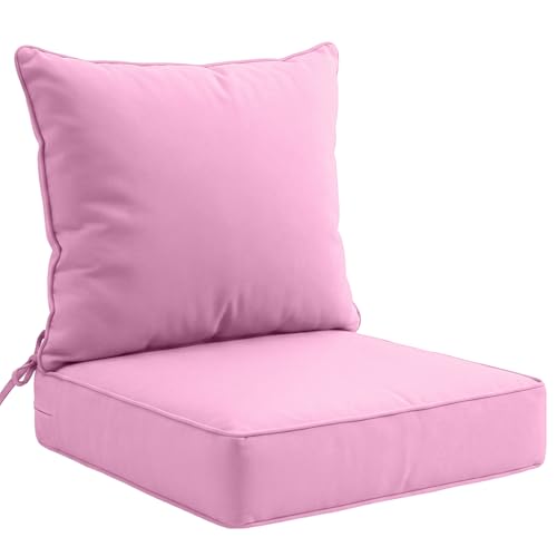 EAGLE PEAK Outdoor Deep Seat Patio Seat Cushion Set, 25 x 25 x 5 inch, 2-Piece Back Chair Cushion, Set of 1, Pink