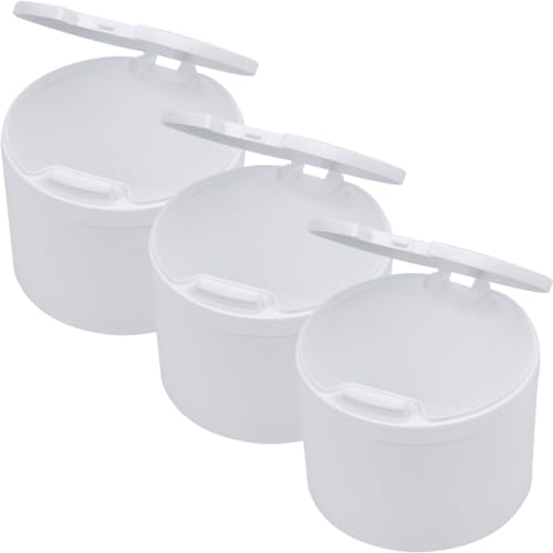 minkissy 3pcs Clamshell Cotton Swab Storage Box ?PP ?Cotton Swab Holder Cotton Round Dispenser Cotton Swab Containers for Bathroom Home Storage (White)
