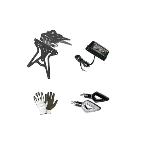 DESCRIZIONE E CARATTERISTICHE PRODOTTO: 1° - PORTATARGA: - Il portatarga è universale e va adattato alla tua moto - Attacco sottocodone piatto - Finitura a polvere epossidica - Regolazione altezza, larghezza ed inclinazione - Regolazione escursione frecce - Predisposizione luce targa - PRODOTTO UNIVERSALE CHE PUO' ESSERE ADATTATO A TUTTE LE MOTO (ANCHE CON QUALCHE MODIFICA) - Dimensioni: Dimensioni: Altezza 270 mm - Larghezza 190 mm - Profondità 35 mm - colore nero 2° - LUCE