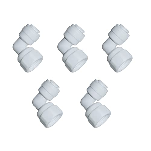 Yzm Elbow 1/4" Female Thread To 1/4" Od Tube Quick Connector Fittings Water Purifiers Filters Reverse Osmosis Systems Accessories Set Of 5 (Elbow,1/4" Female Thread X 1/4" Od Tube) #TOP7