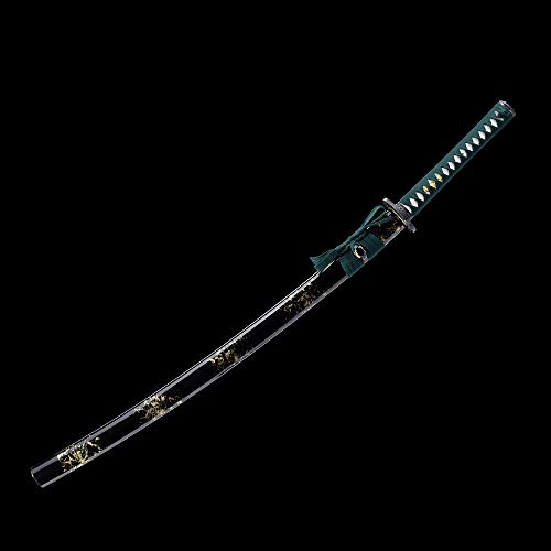fengze Handmade Samurai Sword, 40 Inch Damascus Steel Ultra Sharp Fully Hand Forged Katana Sword for Real Battle, Full Tang, Clay Tempered (The Shadow)