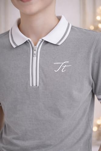 Image of TotzTouch Boys Premium Polo Collar Tshirt Combo with Zipper Closure Color White & Black Age 6 Years to 15 Years