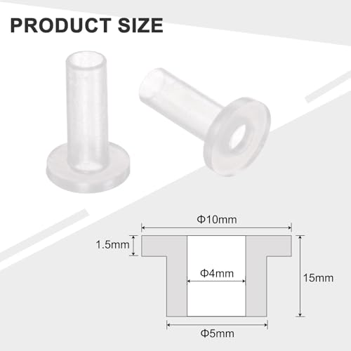 QUARKZMAN 24 Stück Flanschbuchsen Kunststoffbuchsen ID 4mm x OD 5mm x Länge 15mm Nylonbuchsen, Weiß