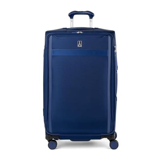 Travelpro VersaPack+ Lightweight Softside Expandable Checked Luggage, 8 Spinner Suitcase, TSA Lock, Men and Women, Checked Large 29-Inch, Estate Blue