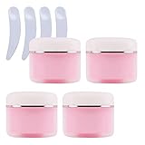 Photo Gallery zeoabsy 4 pezzi vasetto a doppia parete pp 50ml rosa, contenitori cosmetici vuoti, barattoli in plastica con inserimento e tappo a vite per cosmetico creme unguento gel 4x spatola