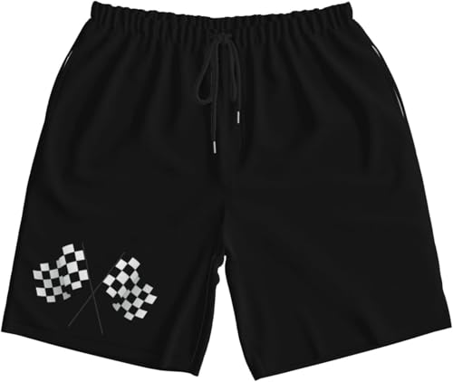 Checkered Flags Race Car Flag Mens Swim Trunks Quick Dry Board Shorts 7