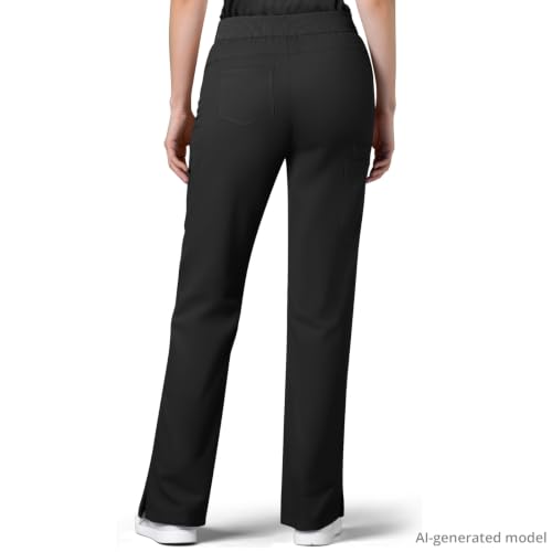 Image of Women's 7-Pocket Scrub Pants - Straight Leg, Mid-Rise, Drawstring | Soft stretch knit Mid-rise drawstring Side slits Wrinkle-resistant Machine washable For nurses /doctors /vets