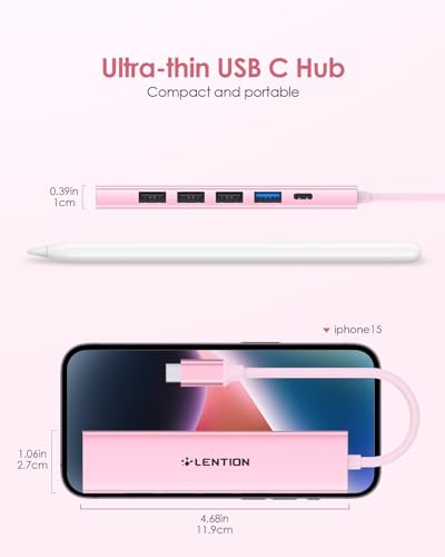 Hub USB C con HDMI 4K, PD 100W, USB C USB 3.0 & 2.0, Adattatore per MacBook Pro 2024-2016, MacBook Air 2024-2018, iPad Pro Air, iPhone 16/15 Plus Pro Max, Surface Pro (CH17, Oro Rosa) - Hub USB - Immagine 7