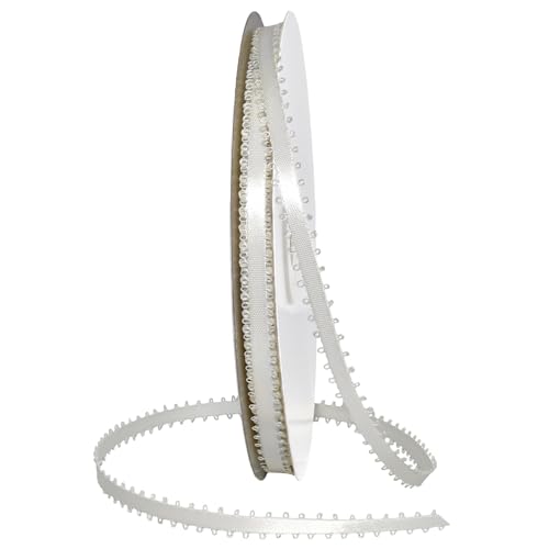 Morex Ribbon Picot Ribbons, Elegant for Wedding, Bridal, Baby Showers, 3/16" x 40 yd, Bright White