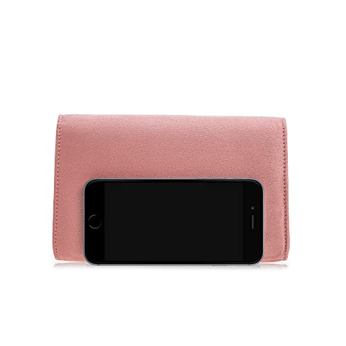 Ixebella Women Evening Bag Dressy Clutch Handbag Faux Suede Purse For Wedding (Dusty Rose) #TOP2
