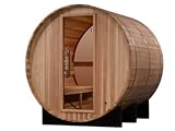 'Zurich' Traditional Sauna Outdoor Barrel Steam Sauna with Bronze Privacy View & Pacific Cedar Wood