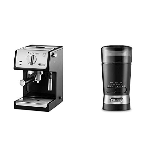 De'longhi ECP33.21 - Cafetera espresso, 1100 W, capacidad 1.1 l, café molido y monodosis, negro y plata + De'Longhi KG210 - Molinillo de Café De'longhi ECP33.21 - Cafetera espresso, 1100 W, capacidad 1.1 l, café molido y monodosis, negro y plata + De'Longhi KG210 - Molinillo de Café