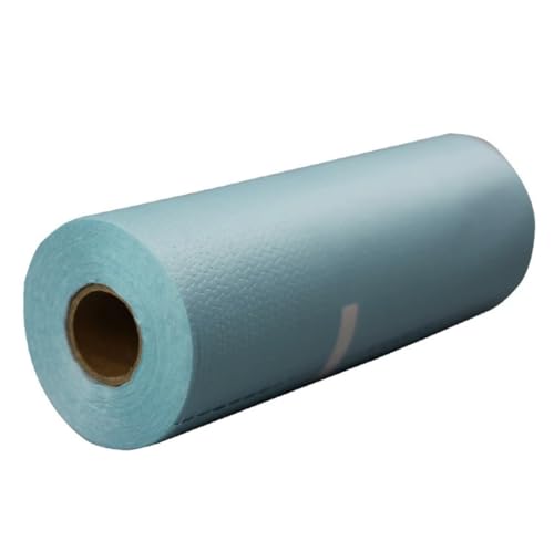 Rollo de papel de toalla azul no tejido multiusos con corte de línea para limpieza de aceite, limpieza resistente en industrial o tienda, 1 capa, 50 unidades/rollo (tamaño 40 x 28 cm por pieza), rollo