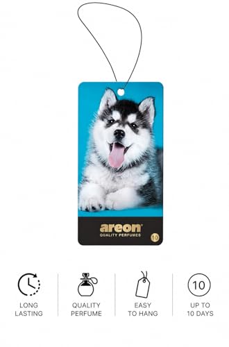 Image of AREON WILD - Hanging Custom Cute Funny Car Air Freshener for Home & Office - Premium Cologne Perfume with Natural Fragrances - Long Lasting, Fresh, Luxurious Scent - Stylish Design - Ice Dog