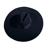 ByTheR Fedora Wide Brim Hats for Men Women Wool Felt Floppy Big Cap Panama Black