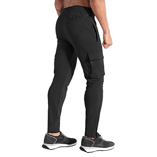 BROKIG Mens Cargo Workout Joggers Pants Tapered Gym Athletic Tactical Slim Sweatpants Men with Pockets3