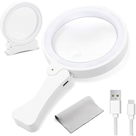 Groß Lupe mit Licht, 3X 6X Faltbare Leselupe mit 17 LED Cover