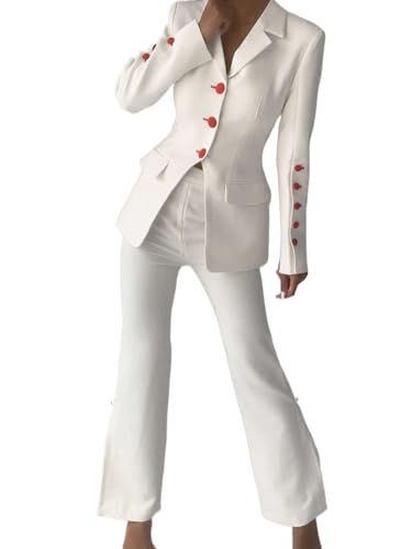 Women Blazer Suit Long Sleeve Jackets Female Pants Suit 2 Pcs Formal Office Lady Suits Sets Outfits